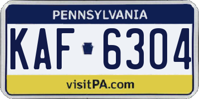 PA license plate KAF6304