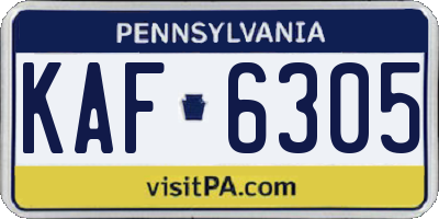 PA license plate KAF6305
