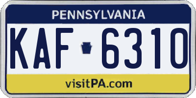 PA license plate KAF6310