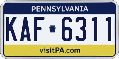 PA license plate KAF6311