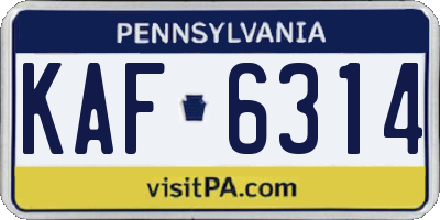 PA license plate KAF6314