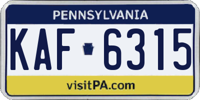 PA license plate KAF6315