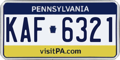 PA license plate KAF6321