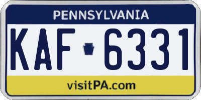 PA license plate KAF6331