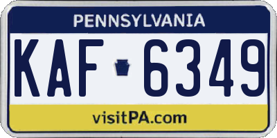 PA license plate KAF6349