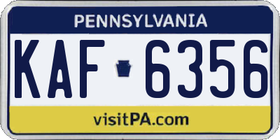 PA license plate KAF6356