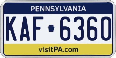 PA license plate KAF6360