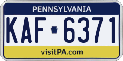 PA license plate KAF6371