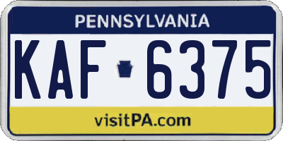 PA license plate KAF6375