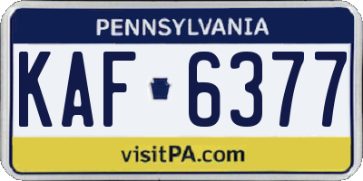 PA license plate KAF6377