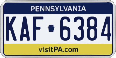 PA license plate KAF6384