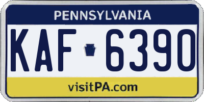 PA license plate KAF6390