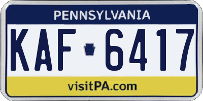 PA license plate KAF6417