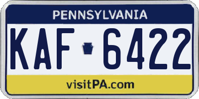 PA license plate KAF6422