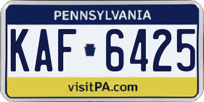 PA license plate KAF6425