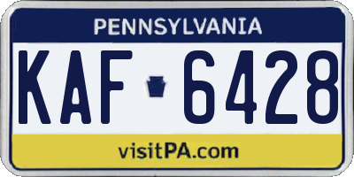 PA license plate KAF6428