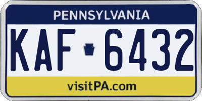 PA license plate KAF6432