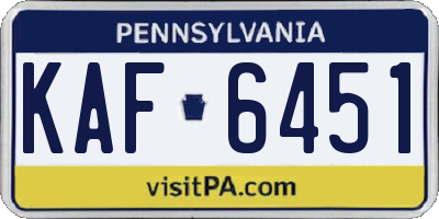 PA license plate KAF6451
