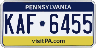 PA license plate KAF6455