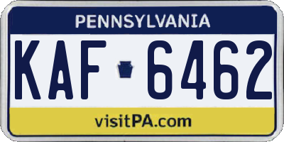PA license plate KAF6462