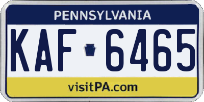 PA license plate KAF6465