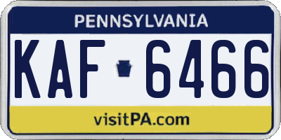 PA license plate KAF6466