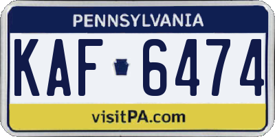 PA license plate KAF6474