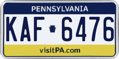 PA license plate KAF6476