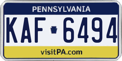 PA license plate KAF6494