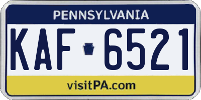 PA license plate KAF6521