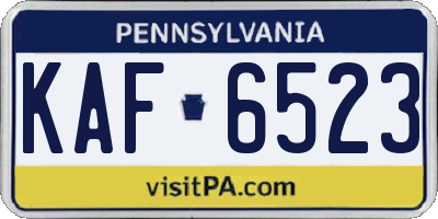 PA license plate KAF6523