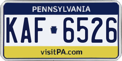 PA license plate KAF6526
