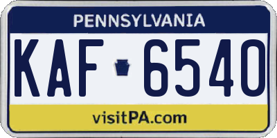 PA license plate KAF6540