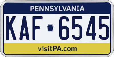 PA license plate KAF6545