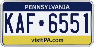 PA license plate KAF6551