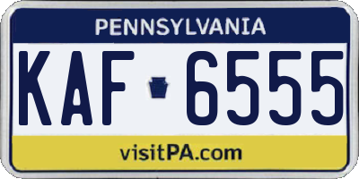 PA license plate KAF6555