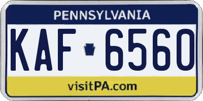 PA license plate KAF6560