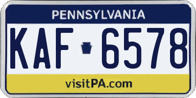 PA license plate KAF6578