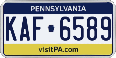 PA license plate KAF6589