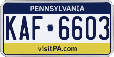 PA license plate KAF6603