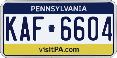 PA license plate KAF6604