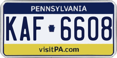 PA license plate KAF6608