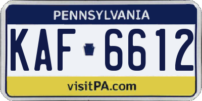 PA license plate KAF6612