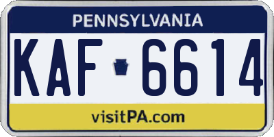 PA license plate KAF6614