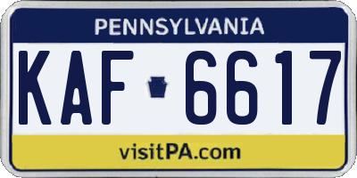 PA license plate KAF6617
