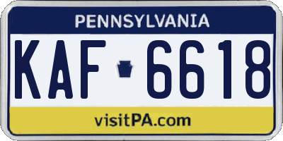 PA license plate KAF6618