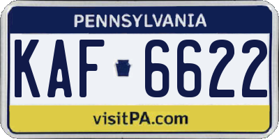 PA license plate KAF6622