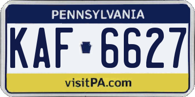 PA license plate KAF6627