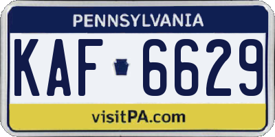 PA license plate KAF6629