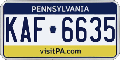 PA license plate KAF6635